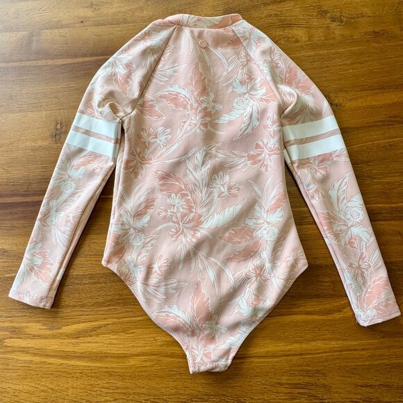 PIPING HOT AUSTRALIA Floral Rash Guard Swimsuit Girls 10 Pink Long Sleeve Swim - Picture 2 of 9